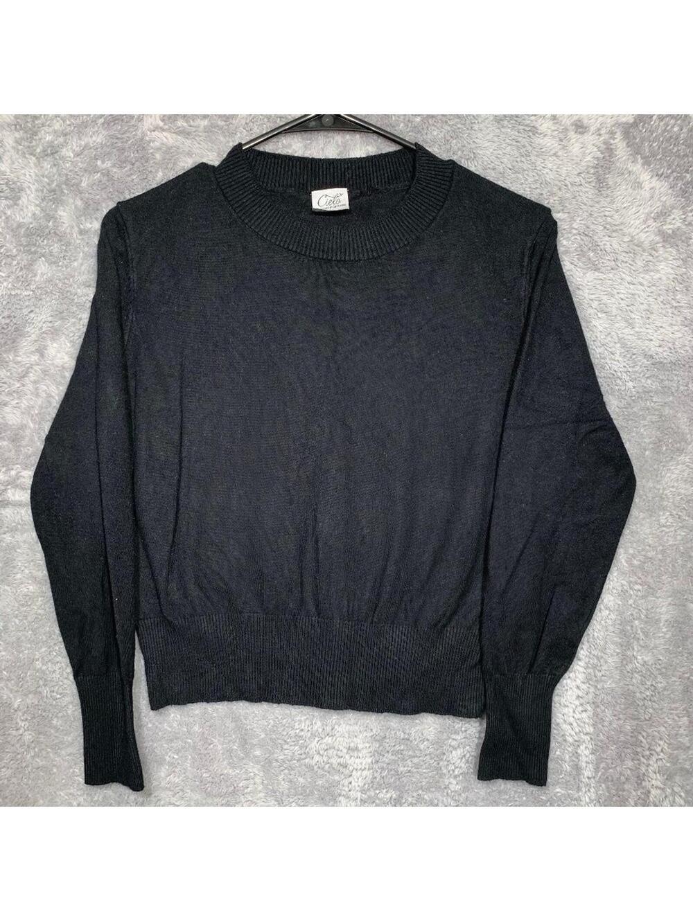 Cielo Sweater Kids Large Black Crewneck Long Sleeve Viscose Blend Pullover